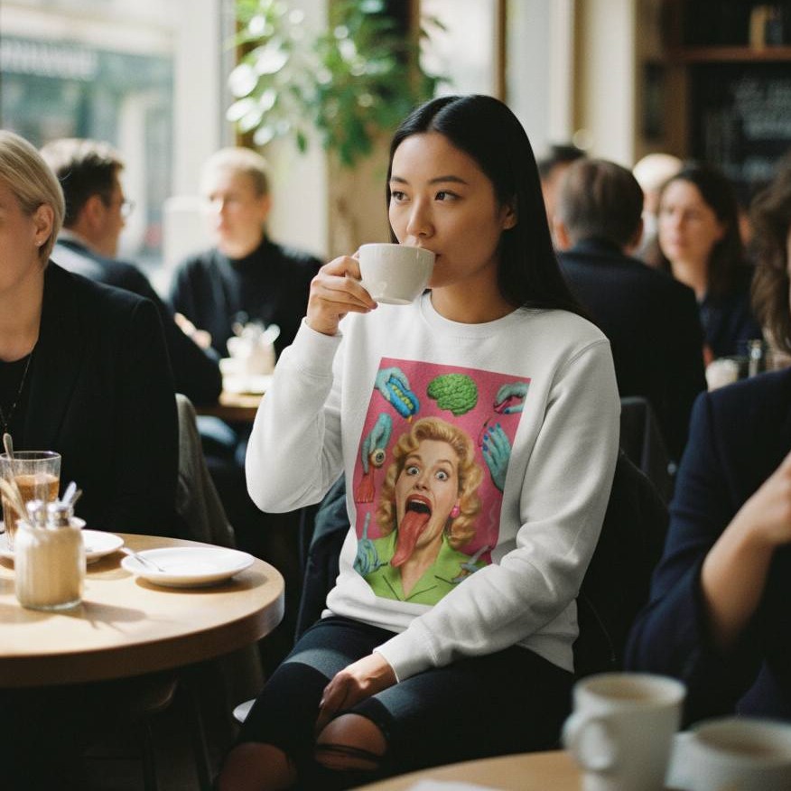 Felpa bianca firmata Seetees. Non solo T-shirt